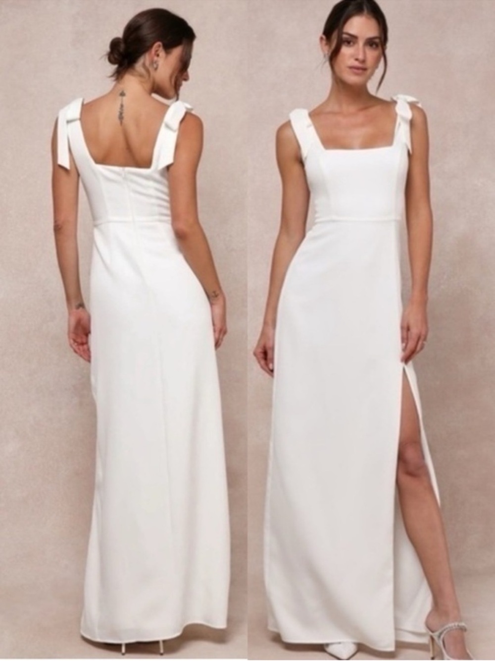 Lulus Large Your Sweetie White Tie-Strap Column Maxi Dress Bridal Wedding Read
